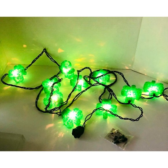 VTG St Patrick's Day Irish Shamrock String Light 10 Lights 11 Ft Works Party Bar - Picture 2 of 7